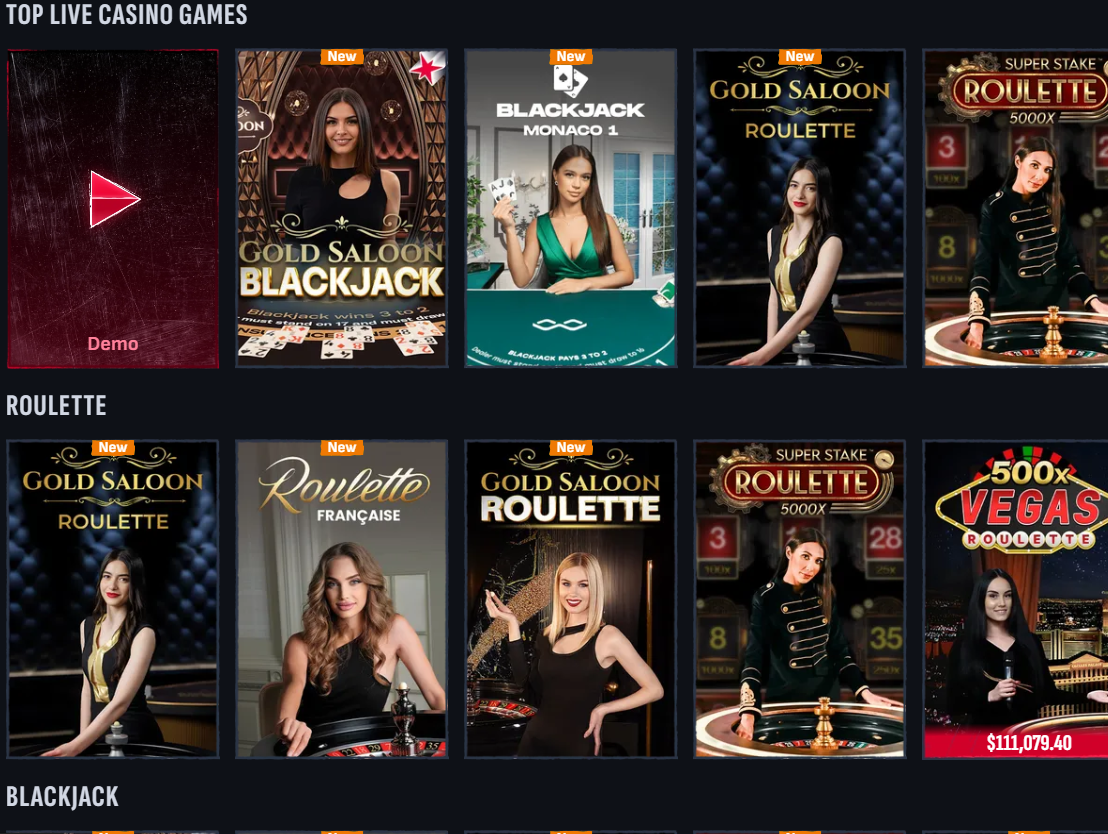 Mafia Casino live dealer games — Gold Saloon Blackjack, Roulette Française and Vegas Roulette